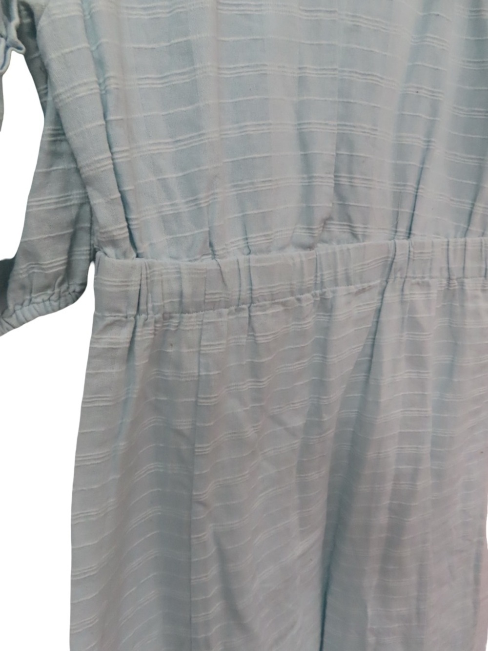 Free People Slow Pace Midi Dress Blue Boho Tie Front Puff Sleeve Size Medium - Picture 6 of 10
